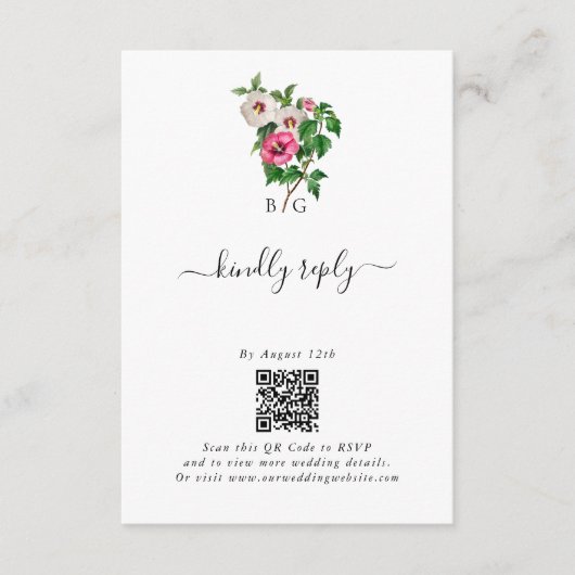 Waterverf Tropische Hibiscus Zomerbruiloft Informatiekaartje (Voorkant)