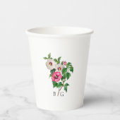 Waterverf Tropische Hibiscus Zomerbruiloft Papieren Bekers (Voorkant)