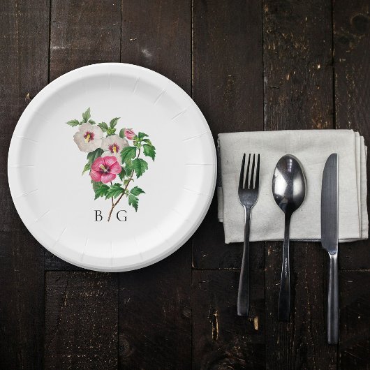 Waterverf Tropische Hibiscus Zomerbruiloft Papieren Bordje