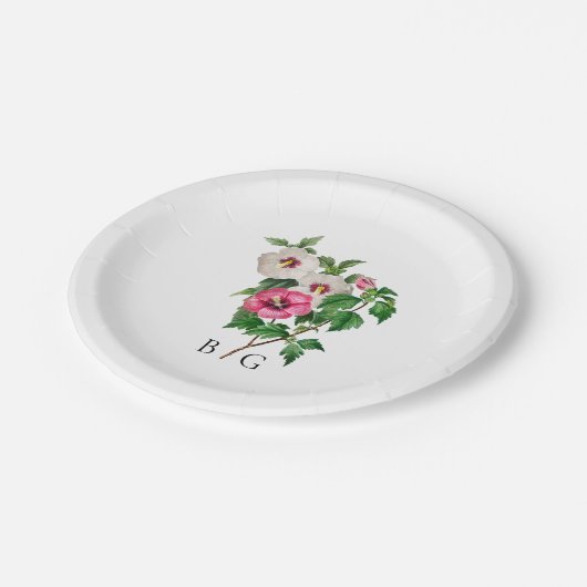 Waterverf Tropische Hibiscus Zomerbruiloft Papieren Bordje (Gekanteld)