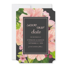 Waterverf Tropische houtskool Perzikflora