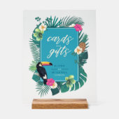 Waterverf Tropische Kaarten & Gifts Blauwgroen ID5 Acryl Bord (Voorkant)