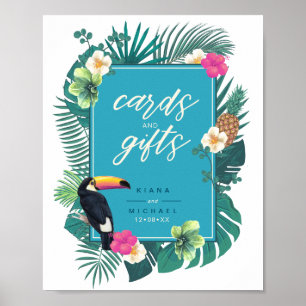 Waterverf Tropische Kaarten & Gifts Blauwgroen ID5 Poster