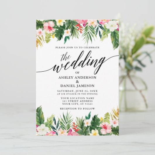 Waterverf Tropische kalligrafie Kaart (Staand voorkant)