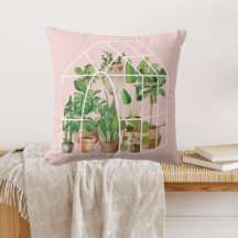 Waterverf Tropische Kamerplant Roze