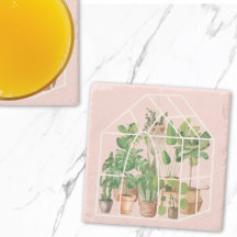 Waterverf Tropische Kamerplant Roze