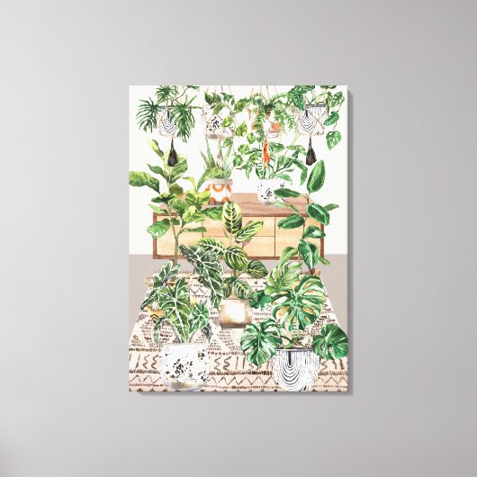 Waterverf Tropische kamerplanten Canvas Afdruk (Voorkant)