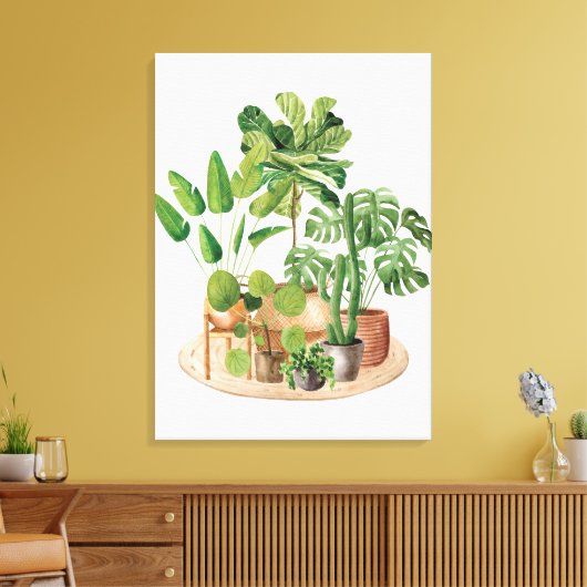 Waterverf Tropische kamerplanten Canvas Afdruk (Insitu (Woonkamer))
