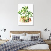 Waterverf Tropische kamerplanten Canvas Afdruk (Insitu (Slaapkamer))