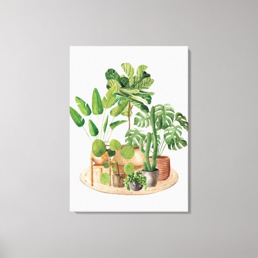 Waterverf Tropische kamerplanten Canvas Afdruk (Voorkant)