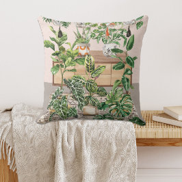 Waterverf Tropische kamerplanten Kussen