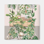 Waterverf Tropische kamerplanten Magneet (Voorkant)