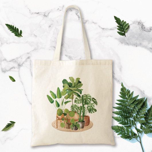 Waterverf Tropische kamerplanten Tote Bag