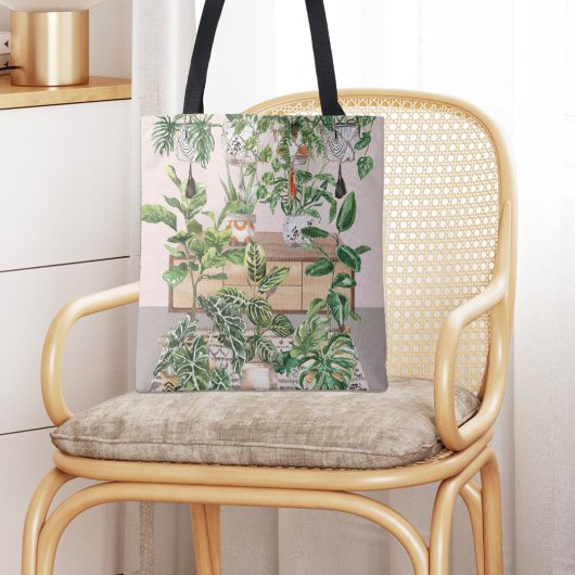Waterverf Tropische kamerplanten Tote Bag