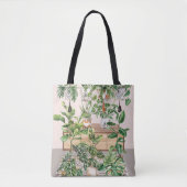 Waterverf Tropische kamerplanten Tote Bag (Voorkant)