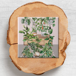 Waterverf Tropische kamerplanten Vierkante Button 5,1 Cm