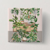 Waterverf Tropische kamerplanten Vierkante Button 5,1 Cm (Voorkant)