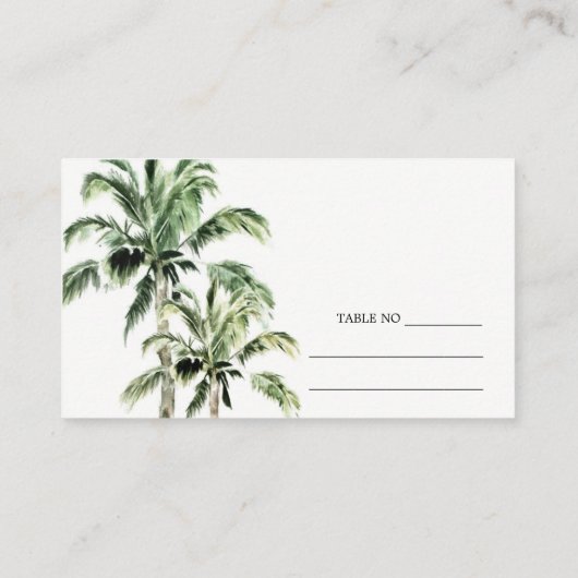 Waterverf Tropische kegel bomen bruiloft Plaatskaartje (Achterkant)