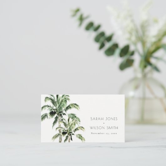 Waterverf Tropische kegel bomen bruiloft Plaatskaartje (Staand voorkant)