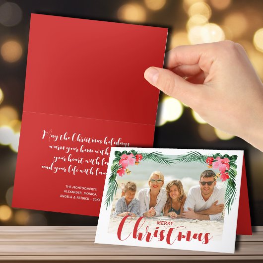 Waterverf Tropische kerstfoto Feestdagen Kaart