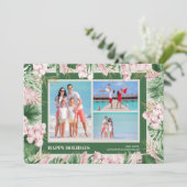 Waterverf Tropische kerstfoto Feestdagenkaart (Staand voorkant)