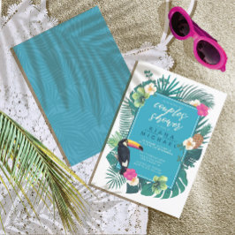 Waterverf Tropische Koppels Bruiloft Teal ID577 Kaart