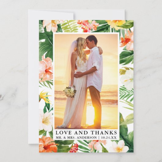 Waterverf Tropische Koraal Bloemliefde en Bedankt (Voorkant)