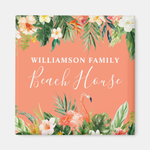 Waterverf Tropische koraal Floral Beach House Magneet
