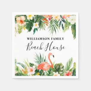 Waterverf Tropische koraal Floral Beach House Servet