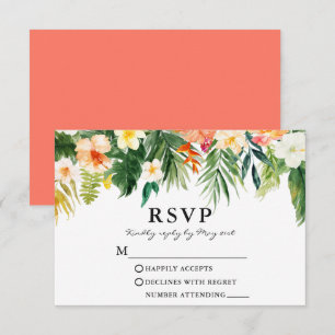 Waterverf tropische koraal RSVP kaartje