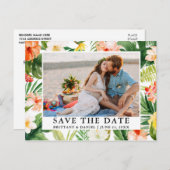 Waterverf Tropische koraalbloemen bewaren de datum Briefkaart (Voorkant / Achterkant)