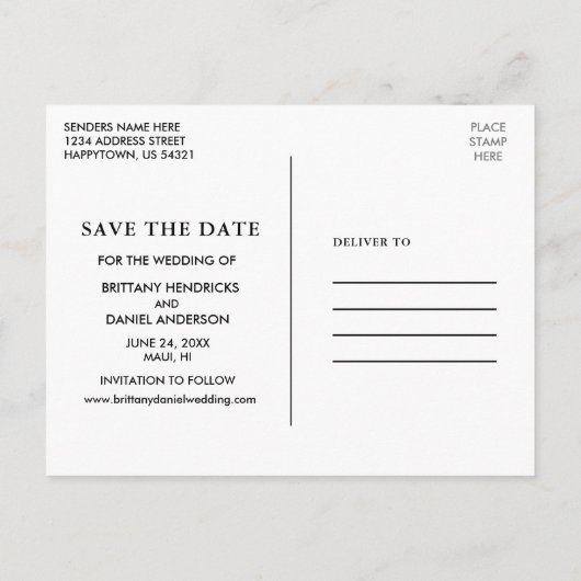 Waterverf Tropische koraalbloemen bewaren de datum Briefkaart (Achterkant)