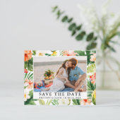 Waterverf Tropische koraalbloemen bewaren de datum Briefkaart (Staand voorkant)