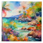 Waterverf tropische kunst tegeltje (Voorkant)