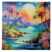 Waterverf tropische kunst tegeltje (Voorkant)