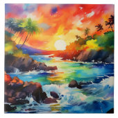 Waterverf tropische kunst tegeltje (Voorkant)