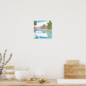 Waterverf tropische lagune poster (Keuken)