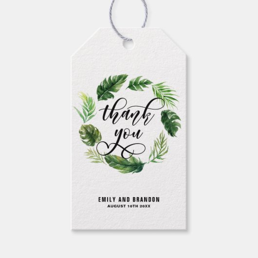 Waterverf Tropische Lappen Hartelijk dank Cadeaulabel (Voorkant)