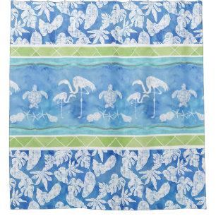 Waterverf Tropische Leaf Flamingo Zee Turtle Shell Douchegordijn