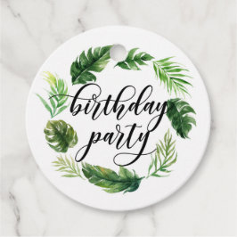 Waterverf Tropische Leaves Wreath Birthday Luau Bedankjes Labels