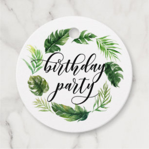 Waterverf Tropische Leaves Wreath Birthday Luau Bedankjes Labels