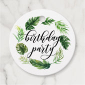 Waterverf Tropische Leaves Wreath Birthday Luau Bedankjes Labels (Voorkant)