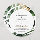 Waterverf Tropische leest QR Code Wedding Cirkel Kaart (Voorkant / Achterkant)