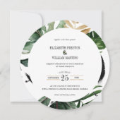 Waterverf Tropische leest QR Code Wedding Cirkel Kaart (Voorkant)