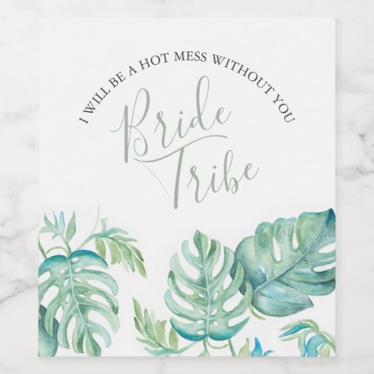 Waterverf Tropische lef Bridesmaid-etiket Wijn Etiket (Enkel label)