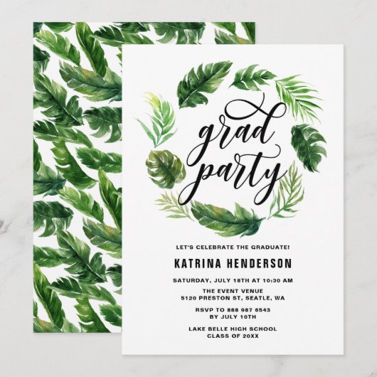 Waterverf Tropische Leidingen Grote Graduatie Part Kaart (Voorkant / Achterkant)