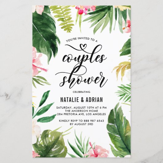 Waterverf Tropische Lijsten stellen schoeisel uitn (Voorkant)