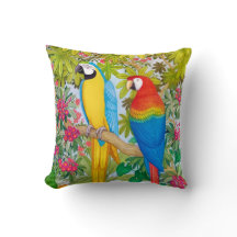 Waterverf Tropische Macaw Parrots Pillow
