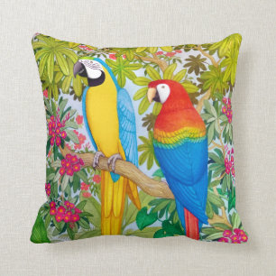 Waterverf Tropische Macaw Parrots Pillow Kussen