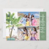 Waterverf Tropische Mele Kalikimaka 2 Foto Feestdagenkaart (Voorkant)